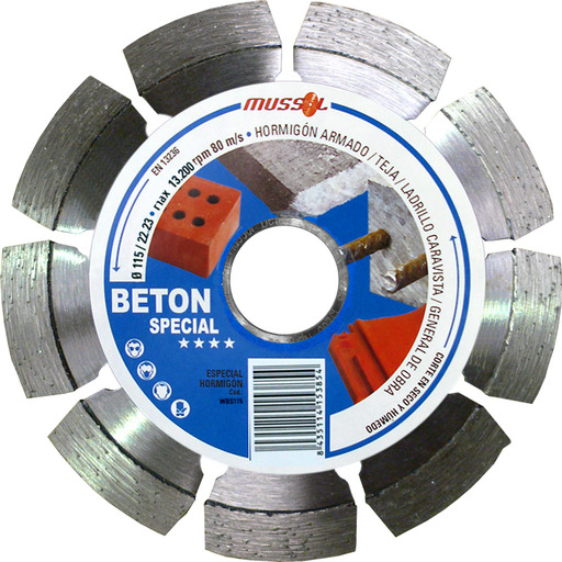 DISCOS Diamante General obra beton special Ø 115mm eje 22.2mm MUSSOL